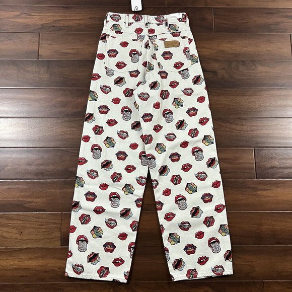 Wrangler Size 27 Read My Lips Rolling Stones Barrel 652‎ Denim Jeans RARE - Picture 7 of 10